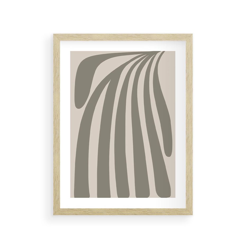 Plakat w ramie 30x40 - Beżowa Delikatność - nowoczesna sztuka, plakat modern - rama drewno