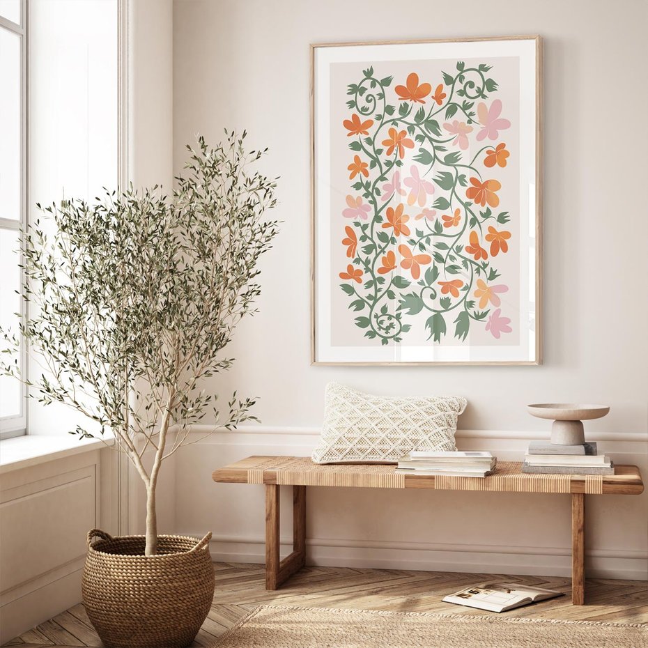 Plakat w ramie 30x40 - Kwiatowa Refleksja - kwiaty polne, plakat - rama drewno