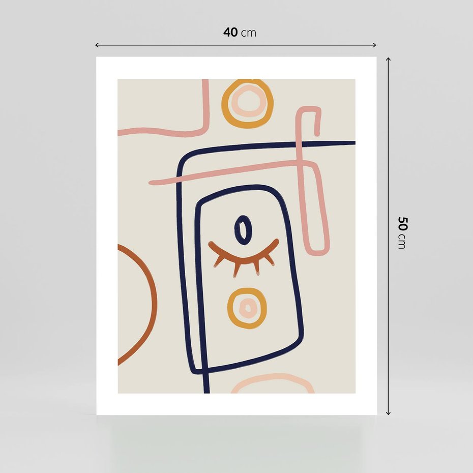 Plakat bez ramy 40x50 - Manifestacje Dziwności - abstrakcja w stylu picasso, beżowe tło