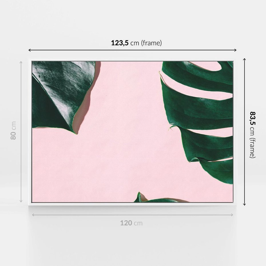 Obraz w ramie 120x80 - Siła Natury - liście, monstera - rama biała