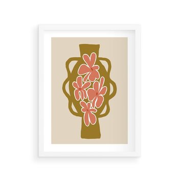 Plakat w ramie 30x40 - Rozbijające Formy - abstrakcyjny plakat, kwiaty na wazonie - rama biała
