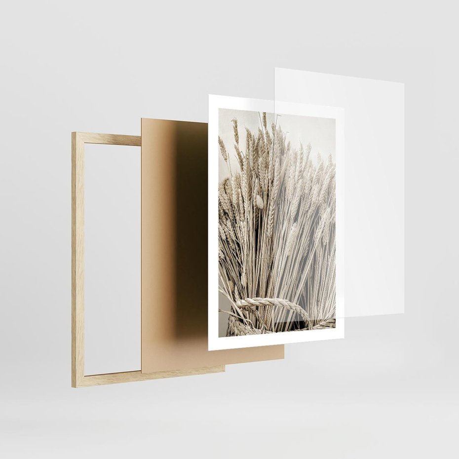Plakat w ramie 50x70 - Letni Plon - zboże, kłosy zboża - rama drewno