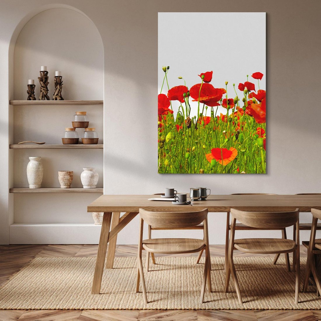 Obraz na płótnie 80x120 - Bujne maki na malowniczej łące - mak, maki