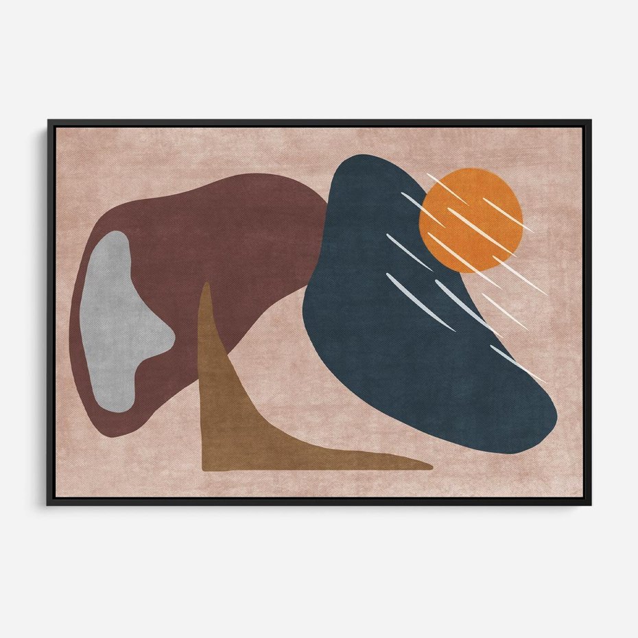 Obraz w ramie 70x50 - Opowieść szepczących pędzli - abstrakcyjne plamy, kształty - rama czarna