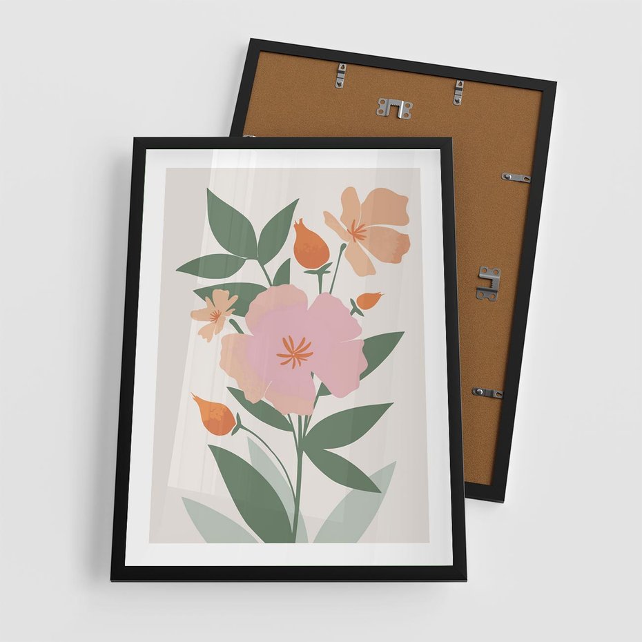 Plakat w ramie 50x70 - Kwiatowe Nastroje - kwiat, sztuka nowoczesna - rama czarna