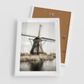 Plakat w ramie 50x70 - Holenderski Wiatrak w Sepii - holenderski wiatrak, młyn - rama biała