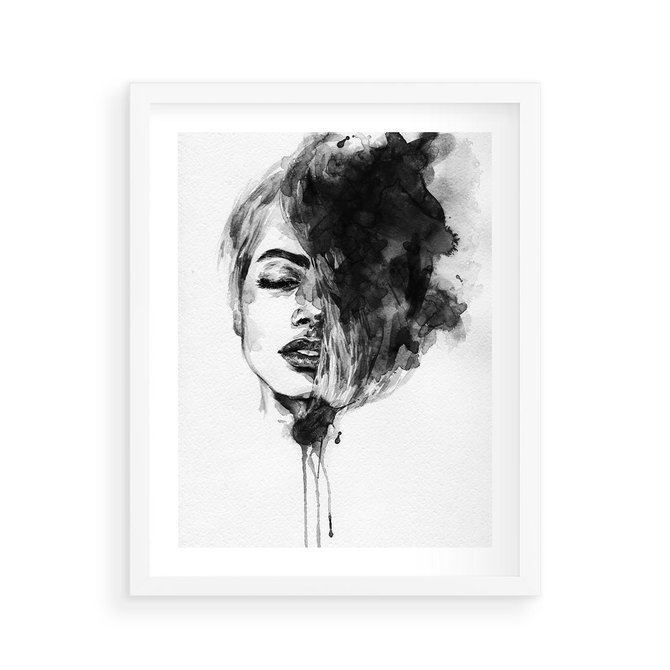 Plakat w ramie 40x50 - Kobieta w akwareli - kobieta, akwarela - rama biała