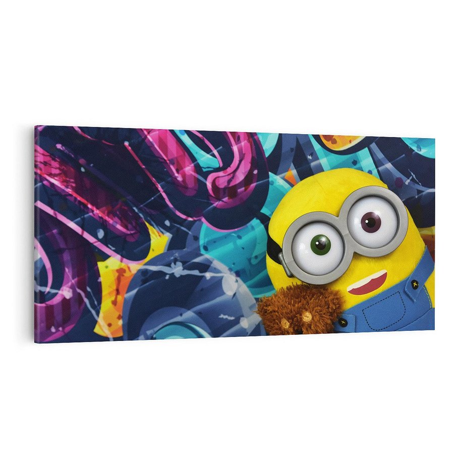 Obraz na płótnie 120x60 - Świat minionków w graffiti - minionek, graffiti