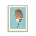Plakat w ramie 30x40 - Delikatna Harmonia - złote, liście - rama drewno