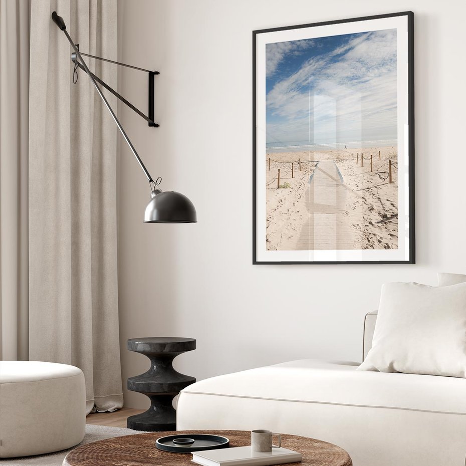 Plakat w ramie 40x50 - Ścieżka na plaży - plaża, ścieżka - rama czarna