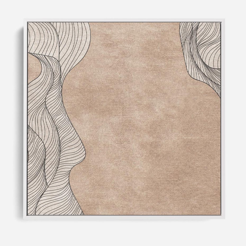 Obraz w ramie 50x50 - Symfonia uczuć i kształtów - delikatna kompozycja, falujące linie - rama biała