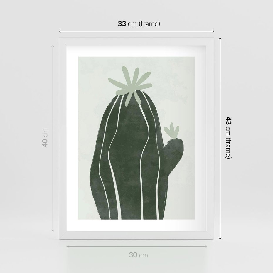 Plakat w ramie 30x40 - Zieleń Inspirującego Życia - zielony plakat, minimalizm - rama biała