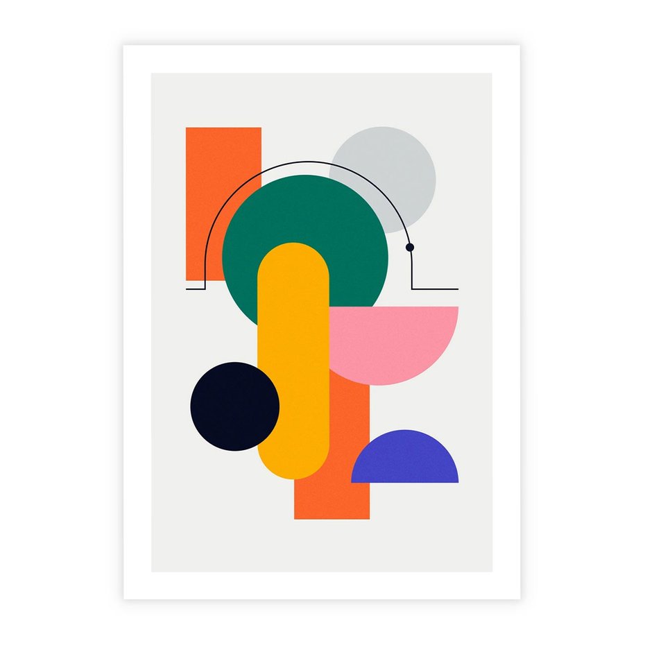 Plakat bez ramy 21x30 - Harmonijne Przenikanie Form - nowoczesna sztuka, geometryczna kolorowa grafika