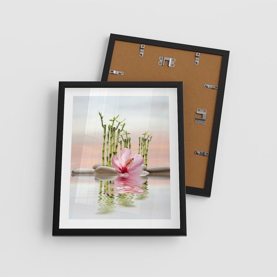 Plakat w ramie 40x50 - Harmonia i relaks - spa, bambus - rama czarna