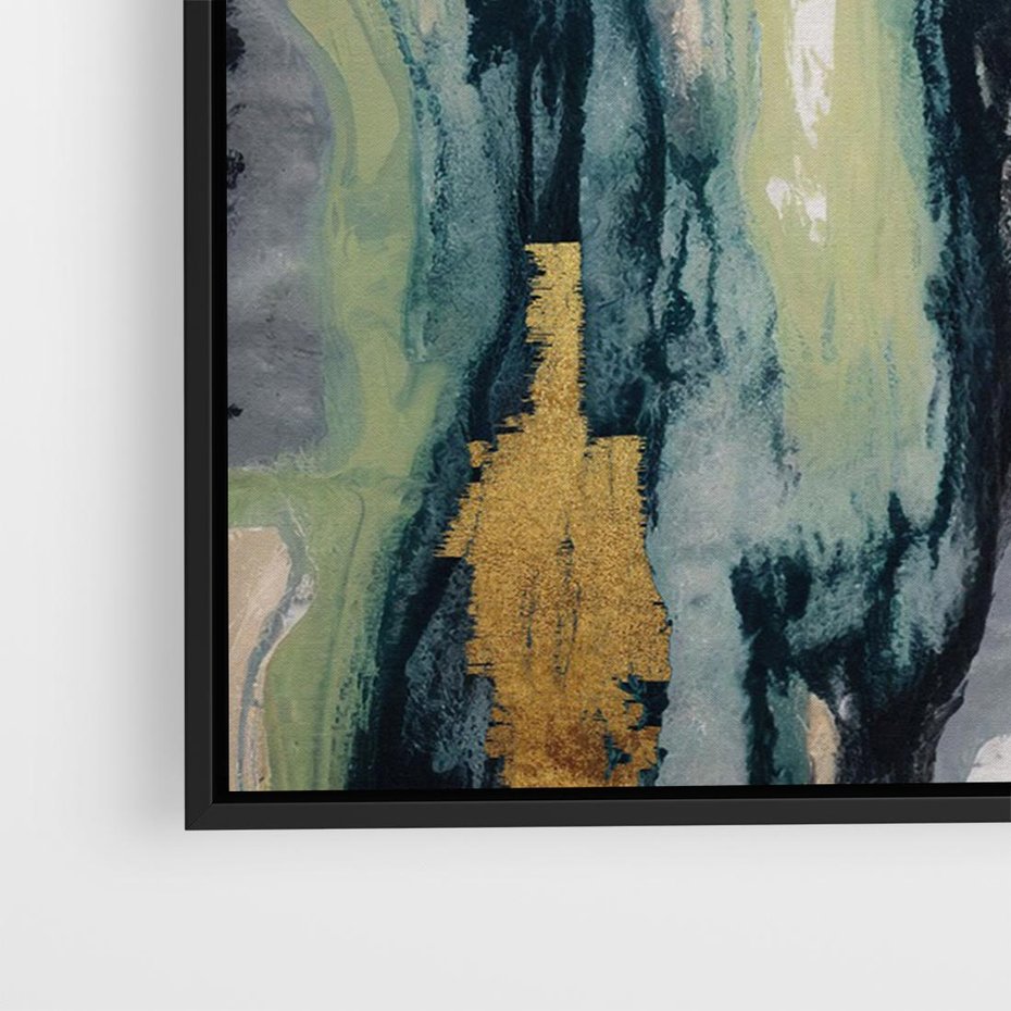 Obraz w ramie 100x70 - Sfumowane zmysły artysty - rozmyte kolory, zieleń - rama czarna