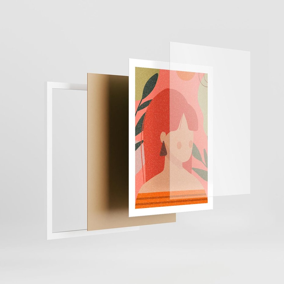 Plakat w ramie 50x70 - Kobieca Refleksja - nowoczesny plakat, styl retro - rama biała