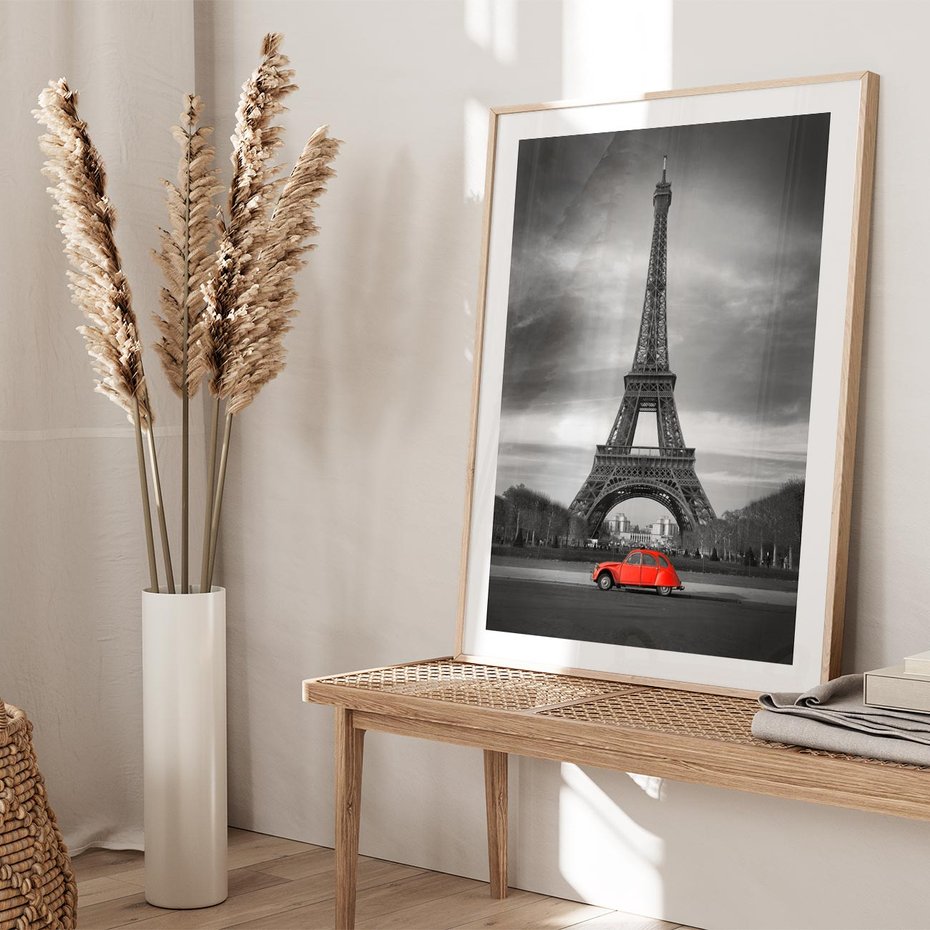 Plakat w ramie 50x70 - Elegancja Wieży - wieża, Eiffla - rama drewno