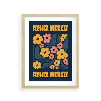 Plakat w ramie 40x50 - Impulsy Rozkwitu - plakat, granatowe tło - rama drewno