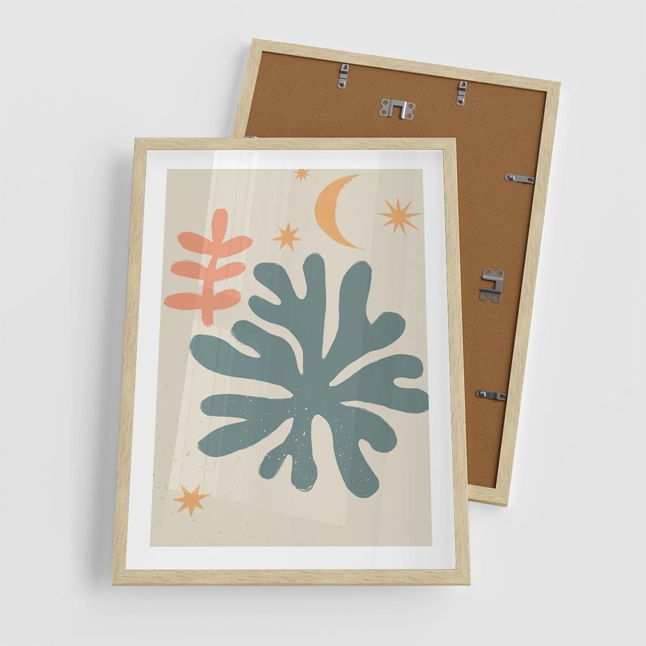 Plakat w ramie 50x70 - Rozbłysk Emanacji - boho formy, kształty - rama drewno