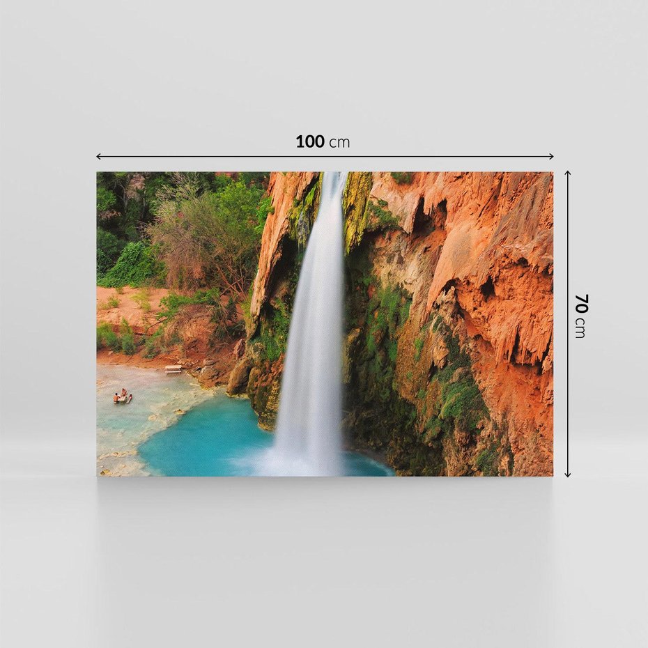 Obraz na płótnie 100x70 - Wodospad wśród majestatycznych gór - wodospad, górski