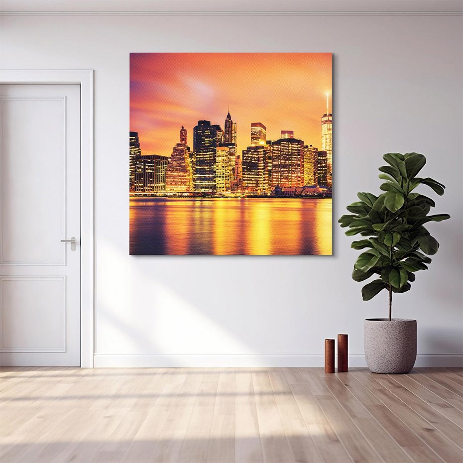 Obraz na płótnie 40x40 - Zachód słońca w Nowym Jorku - Nowy Jork, zachód