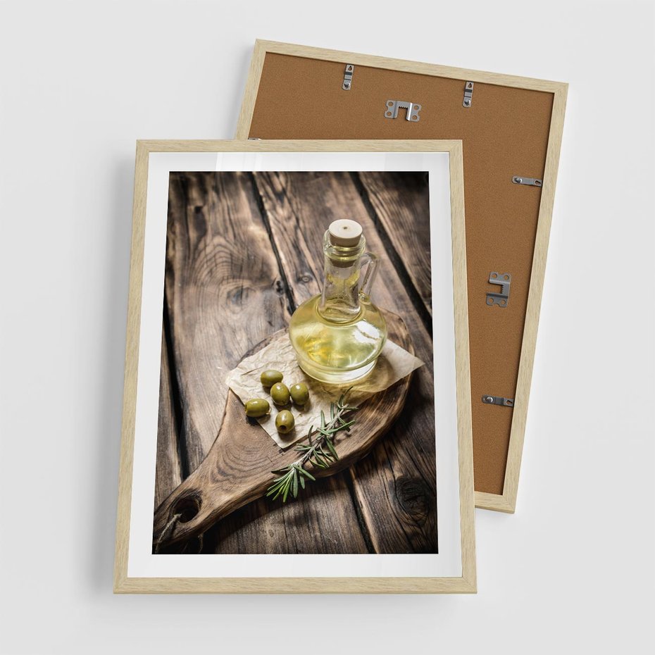 Plakat w ramie 50x70 - Oliwki w restauracji - oliwa, oliwki - rama drewno