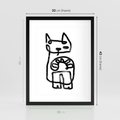 Plakat w ramie 30x40 - Portret Kociej Duszy - szkic kota, prymitywizm - rama czarna