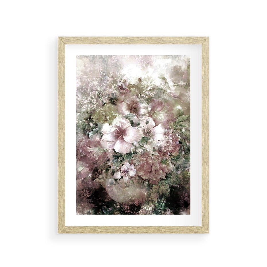 Plakat w ramie 30x40 - Piękno natury na płótnie - kwiaty, olejne - rama drewno