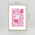 Plakat w ramie 50x70 - Roztańczone Kraby - różowe kwiaty i kraby, abstrakcyjna kompozycja - rama drewno