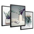 Zestaw obrazy w ramie 50x70 galeria - Eukaliptus, liście, tryptyk, skandynawski - rama czarna