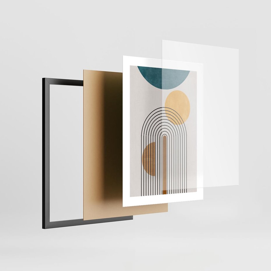 Plakat w ramie 30x40 - Wewnętrzne Labirynty Form - styl mid century, nowoczesna sztuka - rama czarna