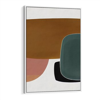 Obraz w ramie 70x100 - Emocje w akwarelach - geometryczne dziwne kształty, turkusowy - rama biała