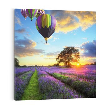 Obraz na płótnie 30x30 - Lawendowe Marzenia - lawenda, balony