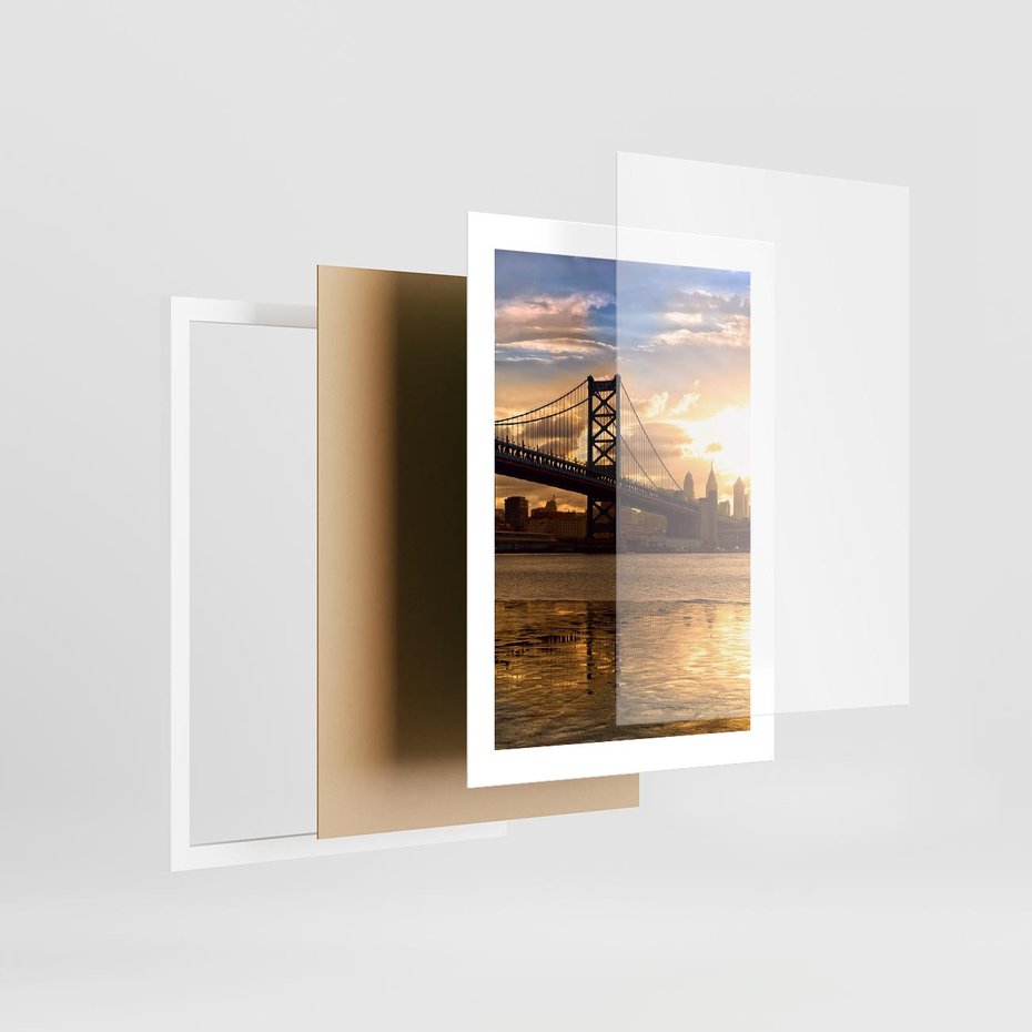 Plakat w ramie 30x40 - Most w mieście - most, miasto - rama biała