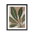 Plakat w ramie 40x50 - Nowoczesność Natury: Plakat z Zielonymi Liśćmi - nowoczesny plakat, beż - rama czarna