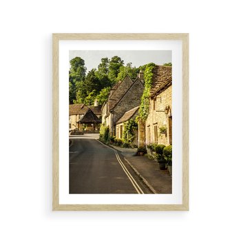 Plakat w ramie 40x50 - Magiczna podróż w głąb miasta - uliczka, perspektywa - rama drewno