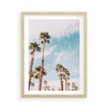 Plakat w ramie 50x70 - Tropikalna Sielskość: Palmy i Błękitne Niebo - palmy na tle błękitnego nieba - rama drewno