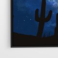 Obraz w ramie 50x50 - Nocne Tajemnice Pustyni - gwieździsta noc, granatowe niebo - rama czarna