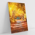 Obraz na płótnie 50x70 - Jesienna Droga: Przechadzka wśród Drzew - jesień, droga