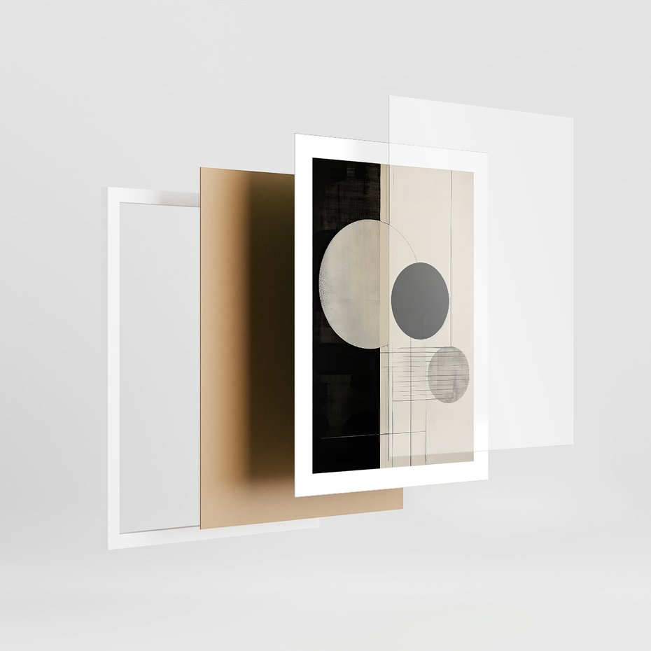 Zestaw obrazy w ramie 50x70 galeria - nowoczesny, loft, abstrakcja - rama biała