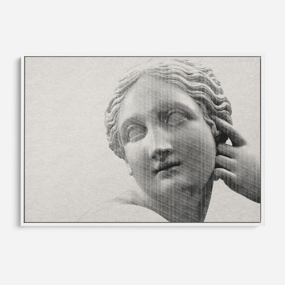 Obraz w ramie 120x80 - Szarość w Kamieniu - monochromatyczna marmurowa rzeźba, odcienie szarości - rama biała