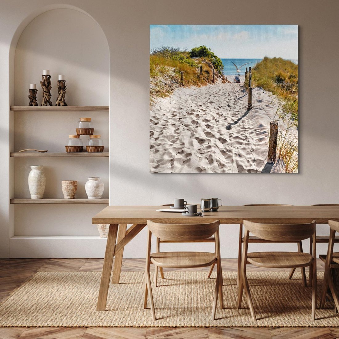 Obraz na płótnie 50x50 - Mewy nad Morzem - plaża, mewy