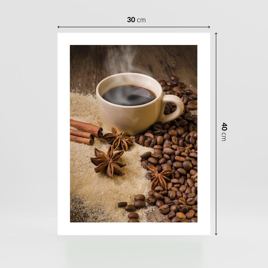 Plakat bez ramy 30x40 - Kawowa filiżanka pełna aromatu - kawa, filiżanka