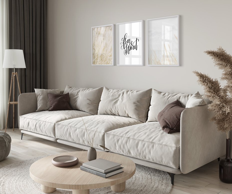 Zestaw obrazy w ramie 40x50 galeria - Wolność, minimalizm, typografia - rama biała