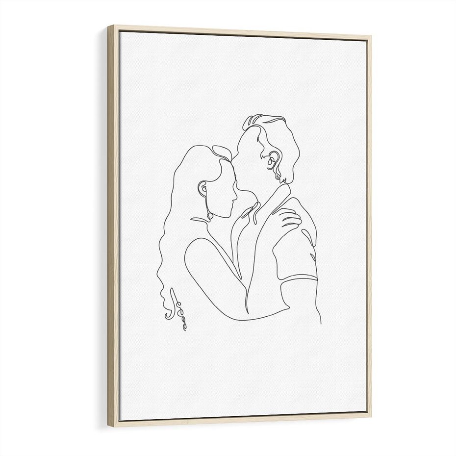 Obraz w ramie 70x100 - Wewnętrzne Emocje - para zakochanych, kobieta i mężczyzna - rama drewno