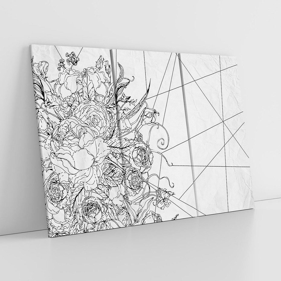 Obraz na płótnie 120x80 - Refleksje w martwym punkcie - graficzny szkic, kompozycja kwiatów