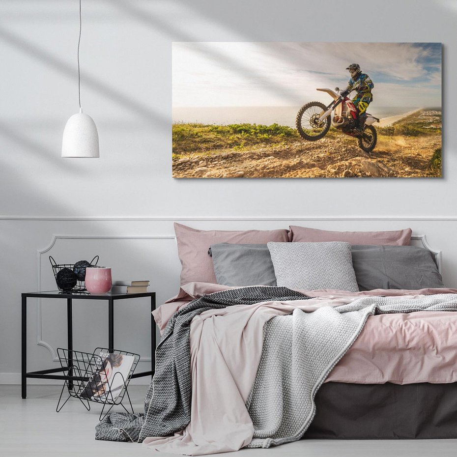 Obraz na płótnie 120x60 - Ekscytująca Akcja - motocykl, cross