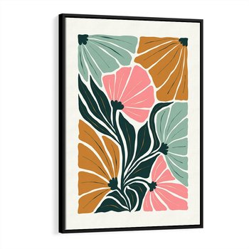 Obraz w ramie 50x70 - Rozplątane Myśli - abstrakcyjna kompozycja, pastelowe kwiaty - rama czarna