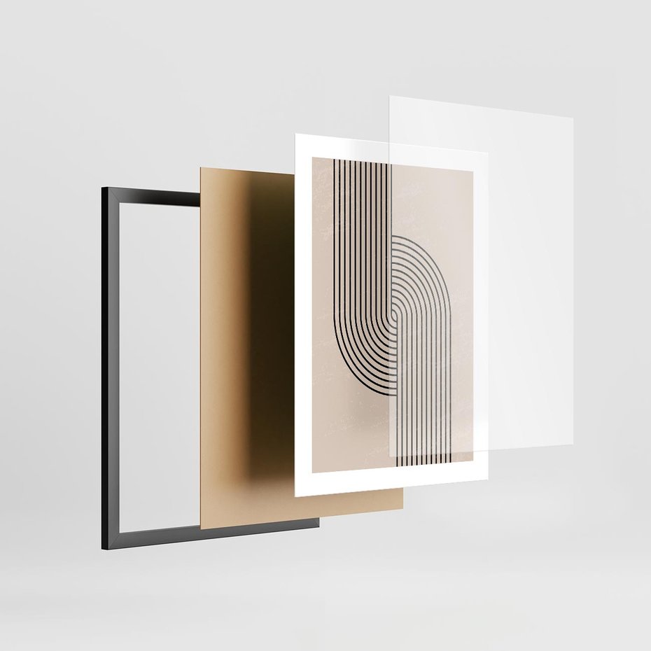 Plakat w ramie 30x40 - Puls Abstrakcji - abstrakcyjne linie, geometria - rama czarna