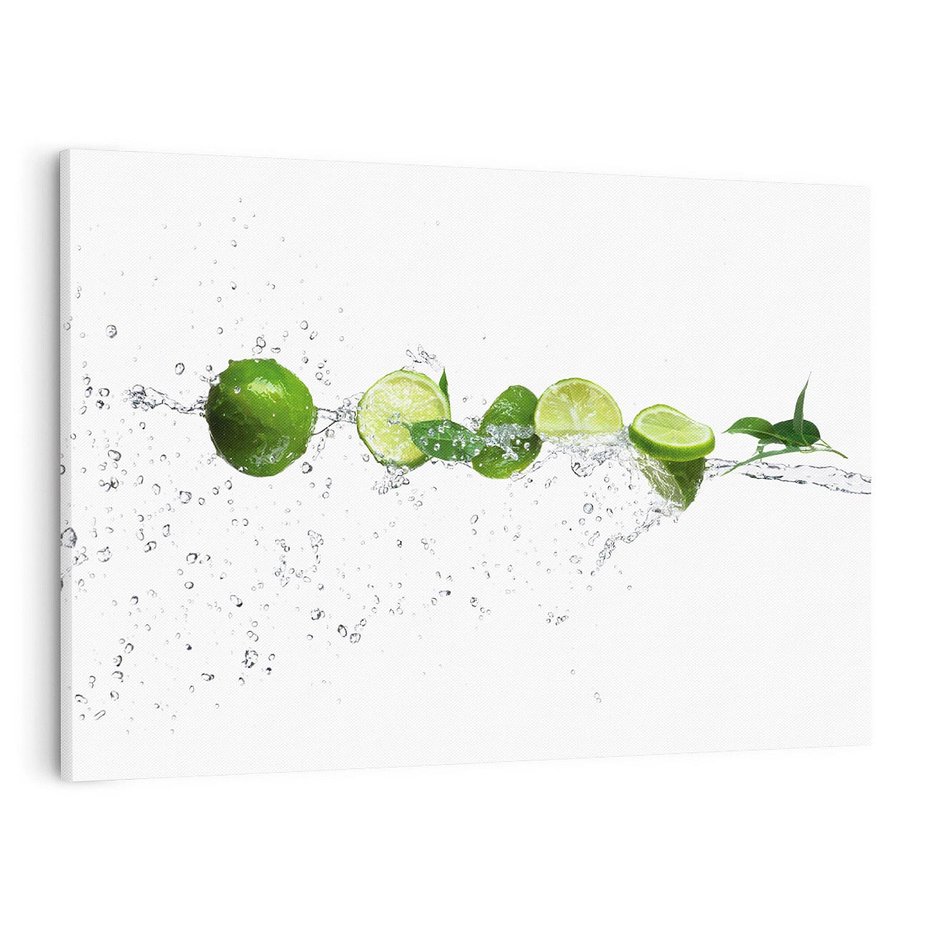 Obraz na płótnie 120x80 - Świeże limonki i woda - limonki, woda